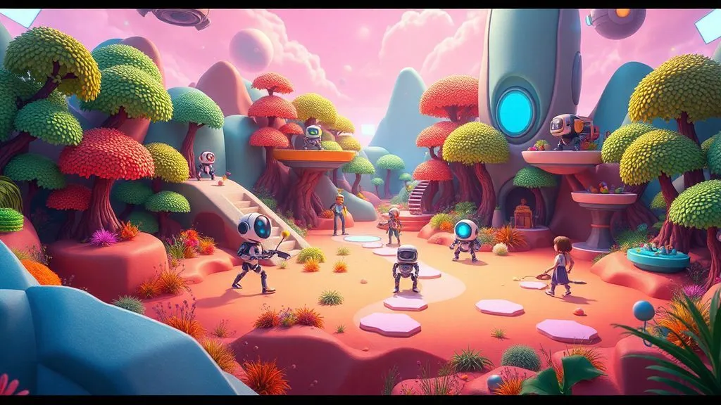 Screenshot of Astro's Playroom showcasing colorful environments and playful characters