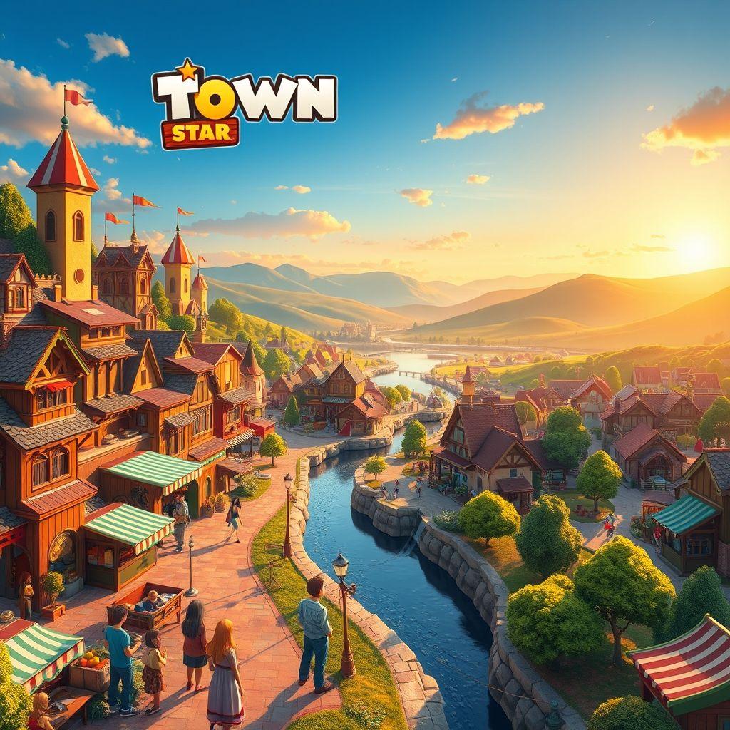 Gameplay of Town Star, showing a growing city with resources and buildings